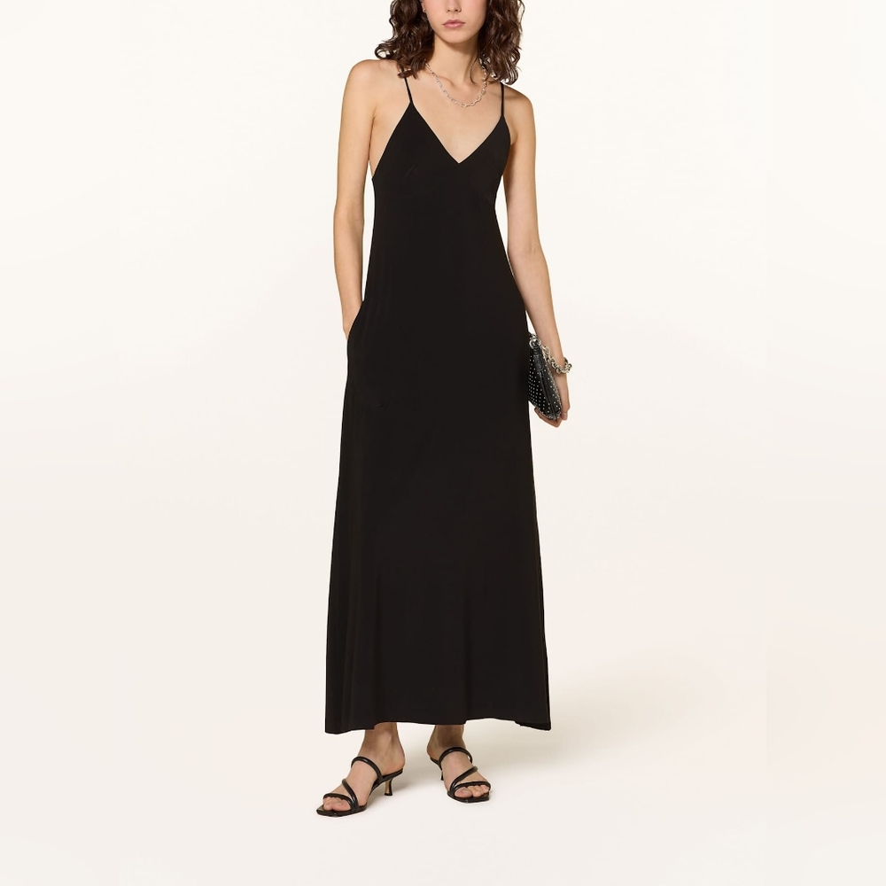 Norma Kamali Black Strappy Gown Maxi Dress